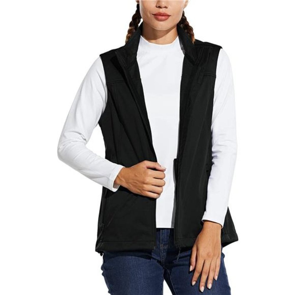 Women's Lightweight Vest Softshell Sleeveless Jacket Windproof Stand Collar - Picture 7 of 8